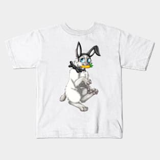 Bobtail BunnyCat: Fawn Point (Black) Kids T-Shirt